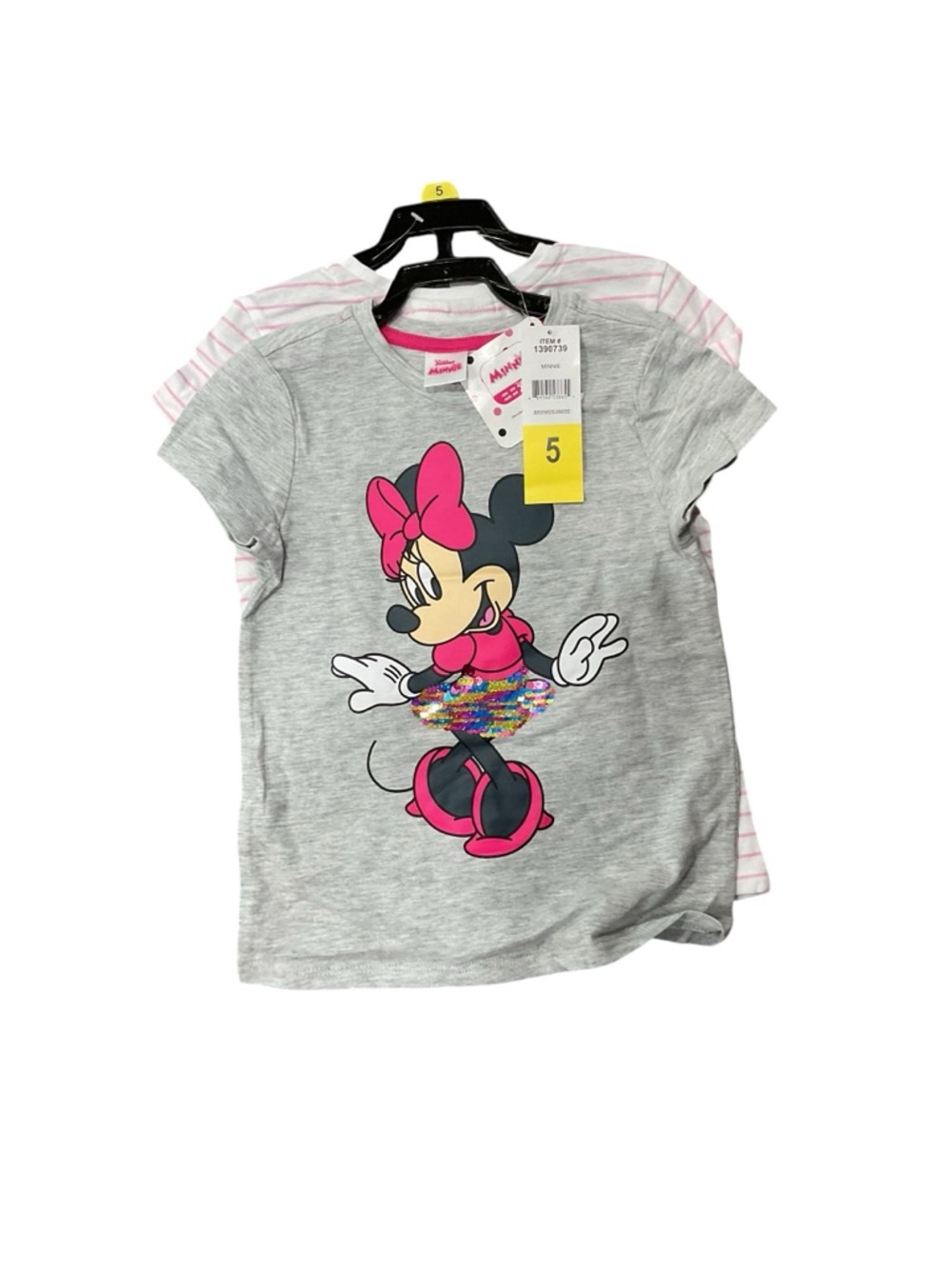 Disney Junior Minnie Mouse Girls 2-Pack  T-Shirts Flip Sequins Gray Pink 5
